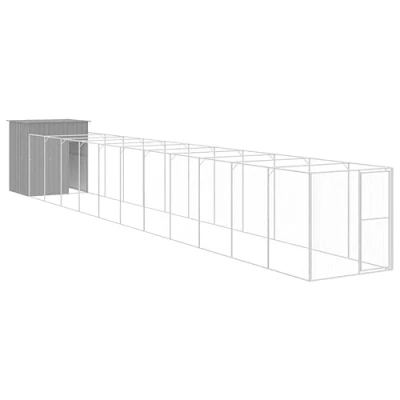 Afbeelding van vidaXL Hondenhok met ren 165x1271x181 cm staal lichtgrijs
