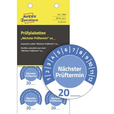 Afbeelding van Avery, Stickers, Zweckform 80 st. testbadge 20XX Blauw (Ø) 30 mm