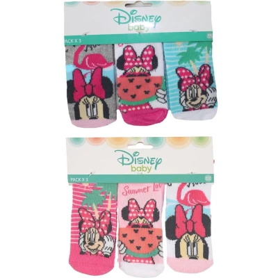 Afbeelding van 6 paar Minnie Mouse BABY sokjes maat 0/6 maanden