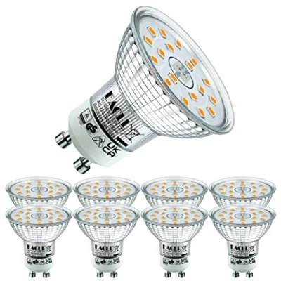Afbeelding van EACLL GU10 LED Lamp Warm wit, 4.9W Gelijk aan 70W Halogeenlampen, 8 pack, 2700K 515lm AC 230V Geen Flikkering Energiezuinige Verlichting, Stralingshoek 120 Spot, Niet Dimbaar Reflectorlamp
