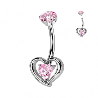 Afbeelding van Piercing titanium hartje inside roze