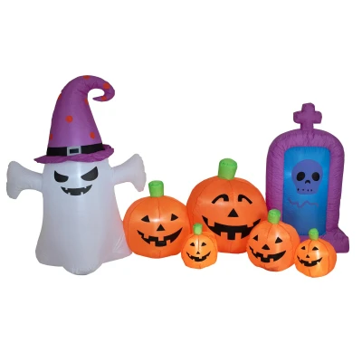 Afbeelding van EUROPALMS Halloween Inflatable Figure Ghost with Pumpkin, animated, 244cm
