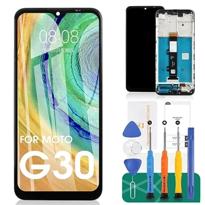 Afbeelding van Voor Motorola Moto G30 Lcd scherm Screen Vervanging Digitizer Vergadering XT2129 1, 2 Reparatie Kits Met Frame (zwart)
