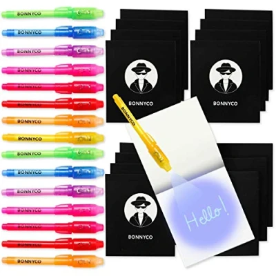Afbeelding van Onzichtbare inktpen en schrijfblok, 16 stuks BONNYCO Voorraad Vuller bij Kids Verjaardagen Tas jongens &amp; meisjesfeestjes, Feestgerei in de Pinata Schoolprijs Geschenk Kinderen