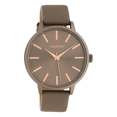 Afbeelding van OOZOO C10612 Horloge Timepieces aluminium/leder taupe 42 mm