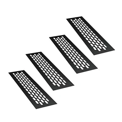 Afbeelding van sossai® aluminium ventilatierooster Alucratis (4 stuks) Rechthoekig afmetingen: 24,5 x 6 cm Kleur: zwart afvoerluchtrooster