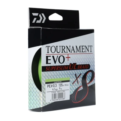 Afbeelding van Daiwa Tournament X8 Evo+ Superslim UL Gevlochten lijn PE 0.3 (135m)