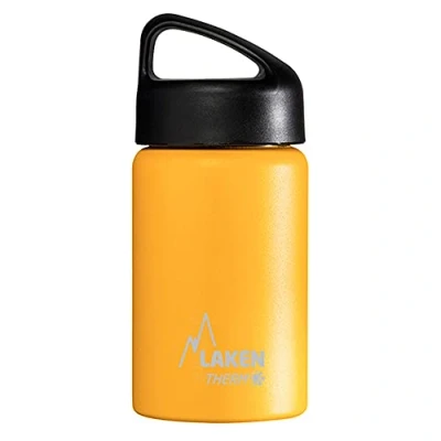 Afbeelding van Laken klassieke thermische fles roestvrij staal 18/8, vacuümisolatie met dubbele wand en brede mond, geel, 350 ml