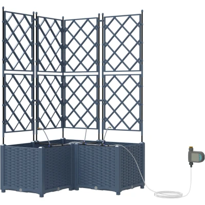 Afbeelding van vidaXL Tuin Plantenbak Grijs Kunststof 80 x 142 cm