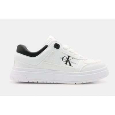 Afbeelding van Calvin Klein Jeans Patty Unisex Sneakers laag voor kinderen, Maat: 35, White/black Hoogwaardig imitatieleer