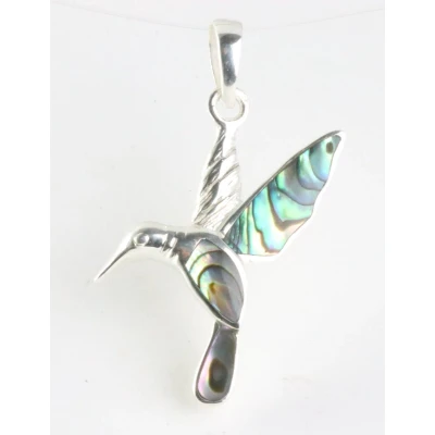 Afbeelding van Zilveren kolibrie hanger met abalone schelp