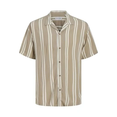 Afbeelding van Jack &amp; Jones Jjejeff Stripe Resort SS SN Overhemd, Heren, Maat: XS, Crockery