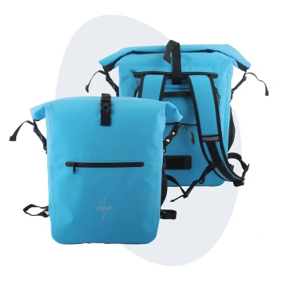 Afbeelding van Voltano Luxe Fietstas / Rugtas 28L Gletsjer Blauw Enkele Pakaftas 100% Waterdicht