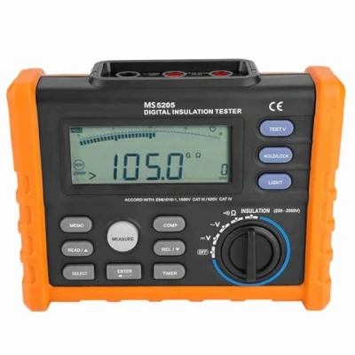 Afbeelding van PM5205 Digitale Weerstandsmeter 2500 V Isolatie Megaohm Tester 0,01 MΩ 100 GΩ AC/DC Spanningstester Met LCD Achtergrondverlichting