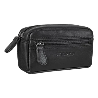 Afbeelding van STILORD &#039;Neal&#039; Vintage Lederen Sleuteletui Kleine Kaart Houder RFID Bescherming voor Mannen Vrouwen met Sleutelhanger Slim Wallet Key Organizer Echt Leer, Kleur:zwart