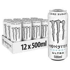 Afbeelding van Monster Energy Ultra White Koffiehoudende energiedrank met zachte citrussmaak, zonder suiker en calorieën, in praktische wegwerpblikjes, 500 ml (verpakking van 12 stuks)