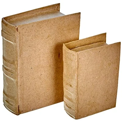 Afbeelding van Creotime Handgemaakt Boek Papier maché Bruin 2 Stuks