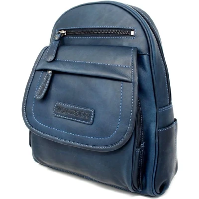 Afbeelding van Hillburry tas rugzak/rugtas 100% leer blauw / donker navy