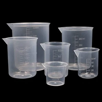 Afbeelding van PIQIUQIU Maatbekerset van 6 stuks, 25 ml, 50 100 150 250 500 PP laboratorium, maatbeker met maatstaf, mark, transparant
