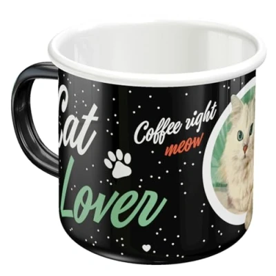 Afbeelding van Emaille Mok Cat Lover Zwart