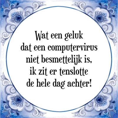 Afbeelding van Wat een geluk dat computervirus niet besmett Tegeltje + Spreuk