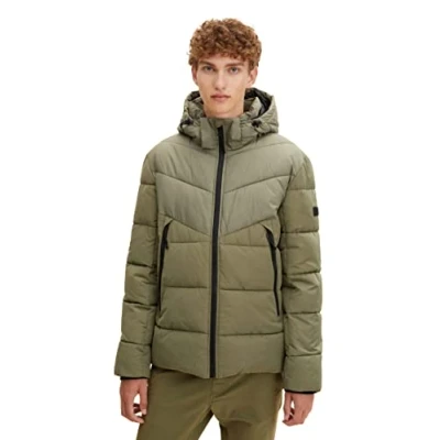 Afbeelding van TOM TAILOR Denim Uomini Gewatteerde jas met afneembare capuchon 1012012, 10905 Tree Moss Green, XS