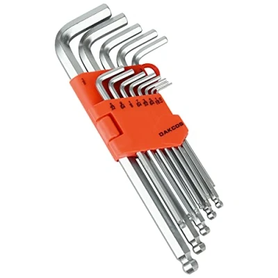 Afbeelding van DAKCOS Inbussleutelset 13 delig met kogelkop inbussleutel, hoeksleutelset SAE/INCH CR V, 0,05 tot 3/8 inch, in kunststof houder