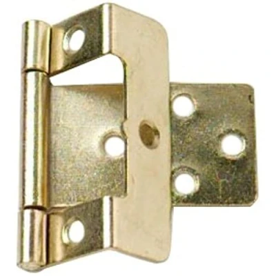 Afbeelding van Bulk Hardware 50 x 16 mm gebogen Scharnier, glanzend verzinkt /, 2 stuks Gekröpftes, bündiges Galvanisch Vermessingt/Weiß
