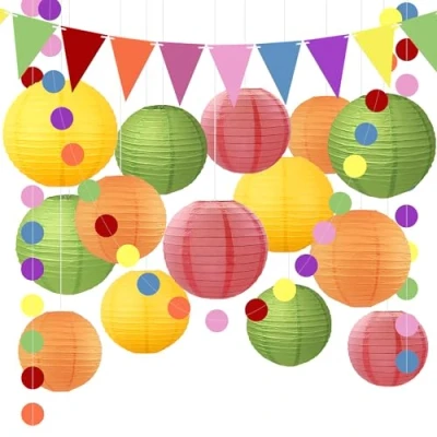 Afbeelding van YBwanli lantaarns, papieren lantaarn, Geschikt voor: bruiloftsdecoratie, tuinfeestdecoratie, verjaardagsfeestje, herbruikbaar, 16stuks de perfecte metgezel voor feestdecoratie