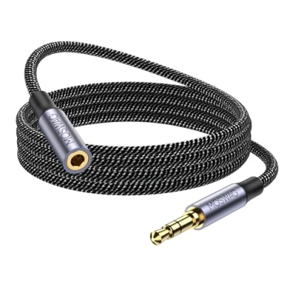 Afbeelding van MOSWAG 8M 3,5 mm man vrouw audio verlengkabel Stereo verlengadapter Nylon gevlochten snoer Compatibel met autoradio, smartphones, hoofdtelefoons