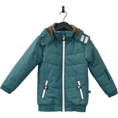 Afbeelding van Ducksday Winterjas voor kinderen Sherpa fleece waterdicht winddicht gewatteerd school Skijas Meisje Jongen Donkergroen maat 122/128