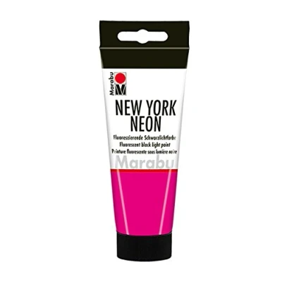 Afbeelding van Marabu 12660050334 New York Neon, neonverf neon roze 100 ml, geschikt voor zwart licht, op waterbasis, lichtecht, weerbestendig, sneldrogend, het borstelen en stippen absorberende ondergronden