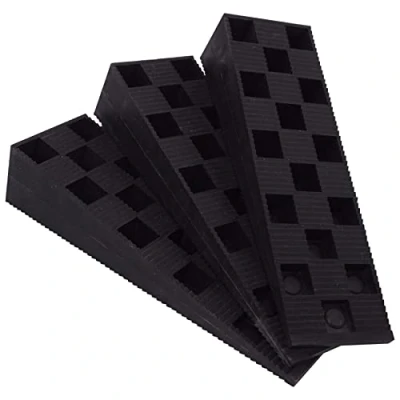 Afbeelding van SKIR&#039;CO (8 stuks) Zwarte kunststof geribbelde wiggen 149 x 45 30 mm voor nivellering, tussenliggende wiggen, in elkaar grijpende