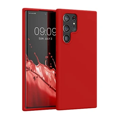 Afbeelding van kwmobile telefoonhoesje geschikt voor Samsung Galaxy S22 Ultra Hoesje met siliconen coating Smartphone case in klassiek rood