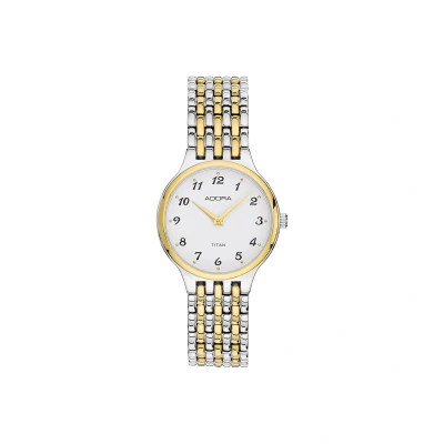 Afbeelding van Adora AT5645 Dameshorloge Two Tone Zilver &amp; Goud, Volledig Titanium Kast Band
