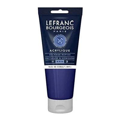 Afbeelding van Lefranc Bourgeois 300362 fijne acrylverf, hoog gepigmenteerd, goede dekking, romige homogene textuur 200ml tube, Cobalt Blue Hue