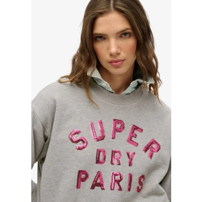 Afbeelding van Superdry Embellished Varsity Loose Crew Grijs XS