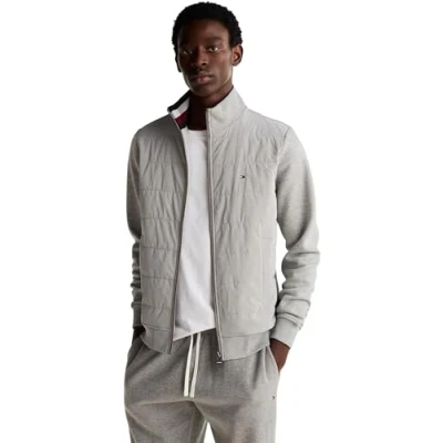 Afbeelding van Tommy Hilfiger Heren MIX MEDIA Zip THRU STAND CLR MW0MW35543, Through Sweatshirt, Grijs, M, Grijs (lichtgrijs Heather), M