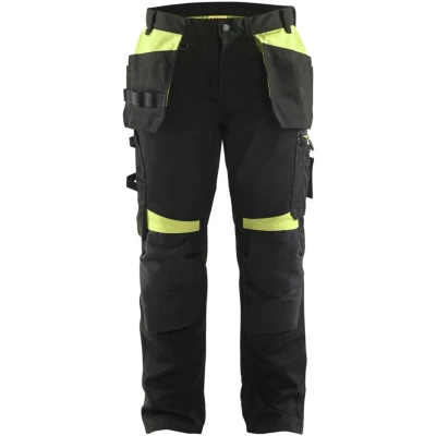 Afbeelding van Blaklader Werkbroek met spijkerzakken 1555 1860 Zwart/High Vis Geel C146