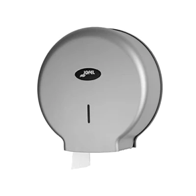 Afbeelding van Jofel Grote industriële toiletpapierhouder, papierdispenser op rollen van 400 m, diameter 260 mm, doorn 45 55 ideaal voor openbare badkamers, ABS behuizing, AE77300, zilver