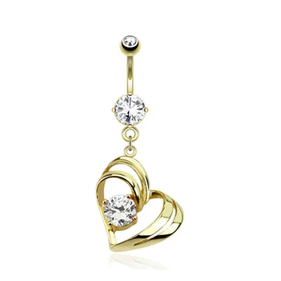 Afbeelding van Navelpiercing sier hartje wit gold plated 14kt.
