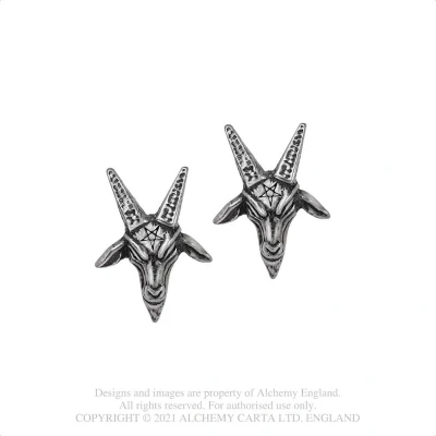 Afbeelding van Alchemy Gothic Stud oorbellen Baphomet Studs Zilverkleurig
