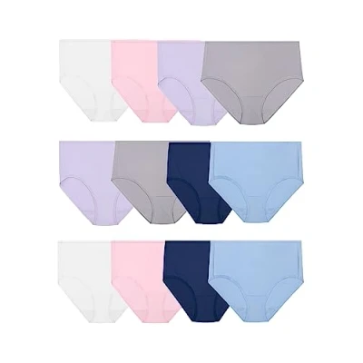 Afbeelding van Fruit of the Loom Lichtgewicht microvezel ondergoed voor dames, glad onder kleding, verkrijgbaar in grote maten (Pack van 12), GEASSORTEERD, L