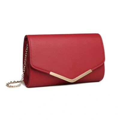 Afbeelding van Miss Lulu Dames envelop clutch elegante avondtas bruidstas tas handtas met ketting voor bruiloft party prom, rood 1