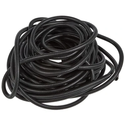 Afbeelding van SeKi Flexibele gegolfde buis binnen Ø 7,0 mm 20 meter open sleuf marterbescherming lege kabelbescherming kabelmantel zwart,