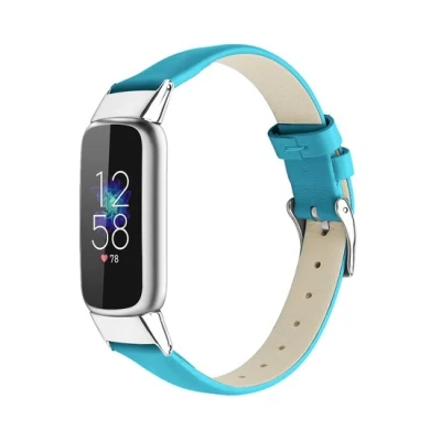 Afbeelding van Fitbit Luxe Leren bandje Maat: Large Blauw Roestvrijstale gespsluiting