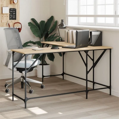 Afbeelding van Bureau 149x149x75 cm bewerkt hout sonoma eikenkleurig