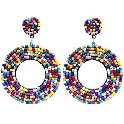 Afbeelding van Statement Oorbellen Rond Kralen 7 cm Multicolor