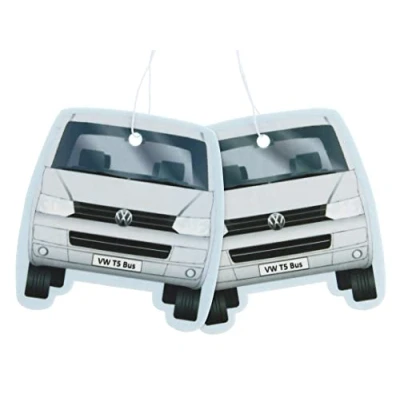 Afbeelding van BRISA VW Collection Volkswagen Luchtverfrisser geurdispenser boom in T5/T6 bus motief (New Car/Zilvergrijs/set van 2)