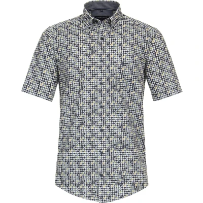 Afbeelding van Casa Moda Casual Fit Overhemd Korte mouw blauw/geel